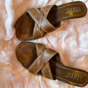 Franco Sarto Brown Criss-Cross Sandals